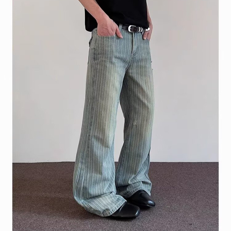 Quần jeans nam American retro washed slub pattern, phù hợp dạo phố