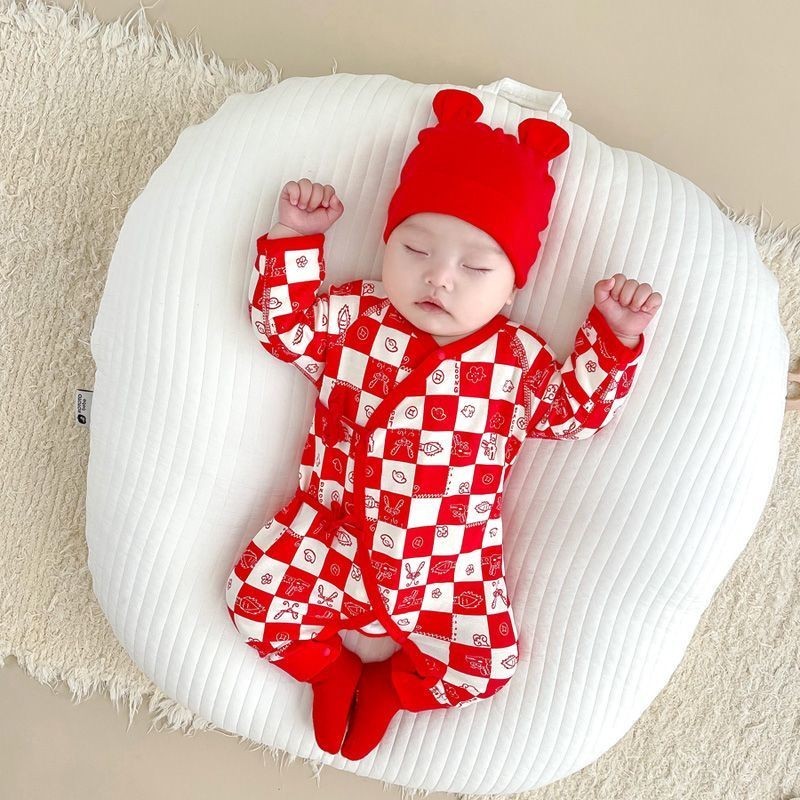 Quần Áo Sơ Sinh Cho Bé Cotton Nguyên Chất Không Xương Romper Trăm Ngày Rồng Bé Monk Quần Áo Cả Tháng