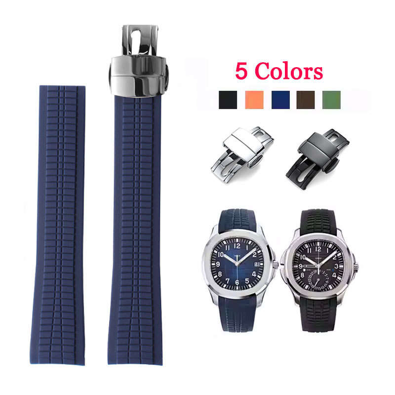 Dây đeo đồng hồ cao su cong 21mm cho Patek Philippe Aquanaut 5164A 5167A 5168A Vòng đeo tay thể thao Dây đeo đồng hồ Siliocne chống nước cho phụ nữ PP Dây đeo đồng hồ đeo tay
