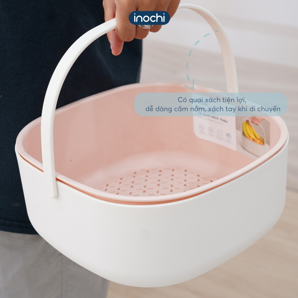 Bộ thau rổ có quai xách Yokoo 27cm, Chính hãng  tiêu chuẩn nhật bản, Chất liệu nhựa siêu bền.