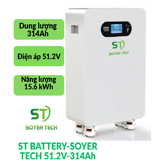 Pin Lithium SOYER TECH 16kWh 51.2V 314Ah Năng Lượng Mặt Trời