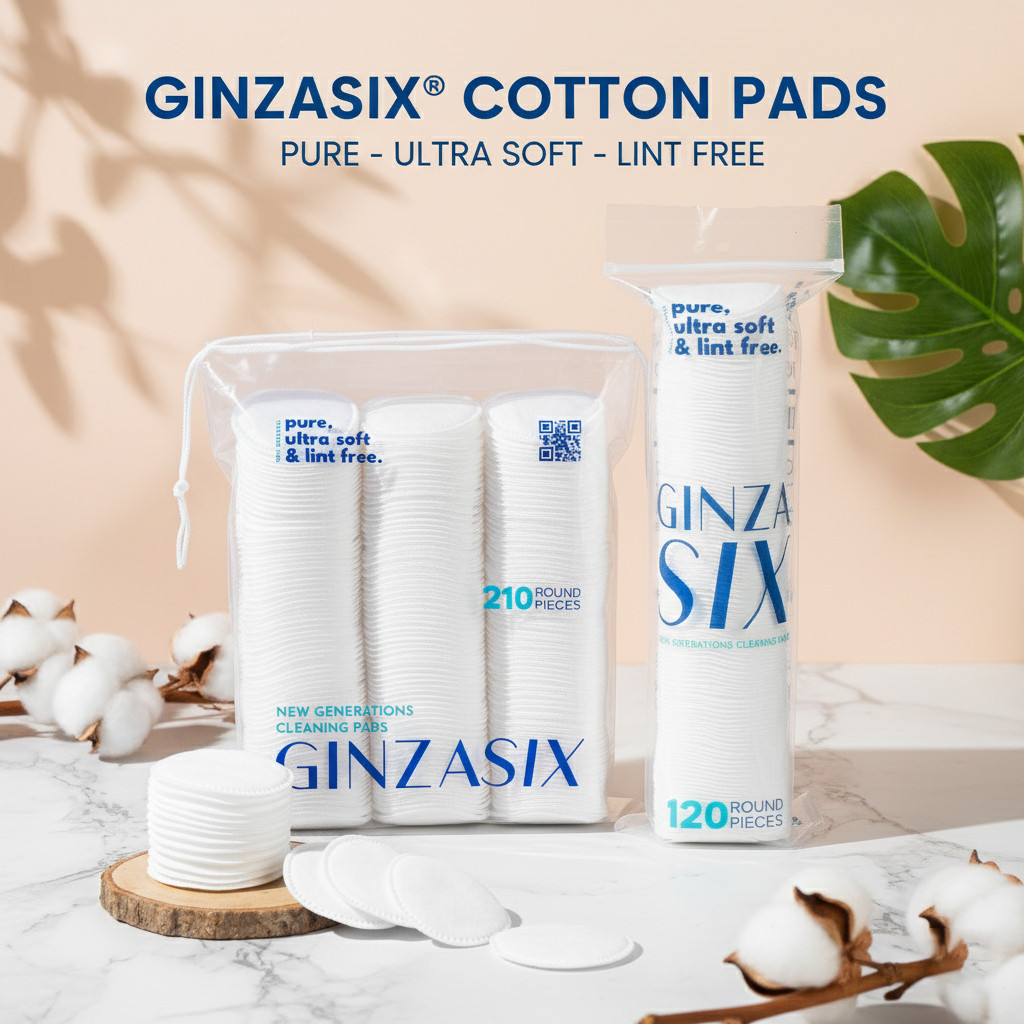 Bông Tẩy Trang GINZASIX 210 Miếng 100% Cotton, Bông Tẩy Trang Cotton Pads Thế Hệ Mới