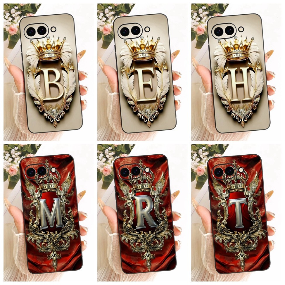 Ốp lưng Google Pixel 9a sang trọng Crown A-Z Letters 2D Họa tiết phẳng Vỏ điện thoại mềm GXQ96 GTF7P