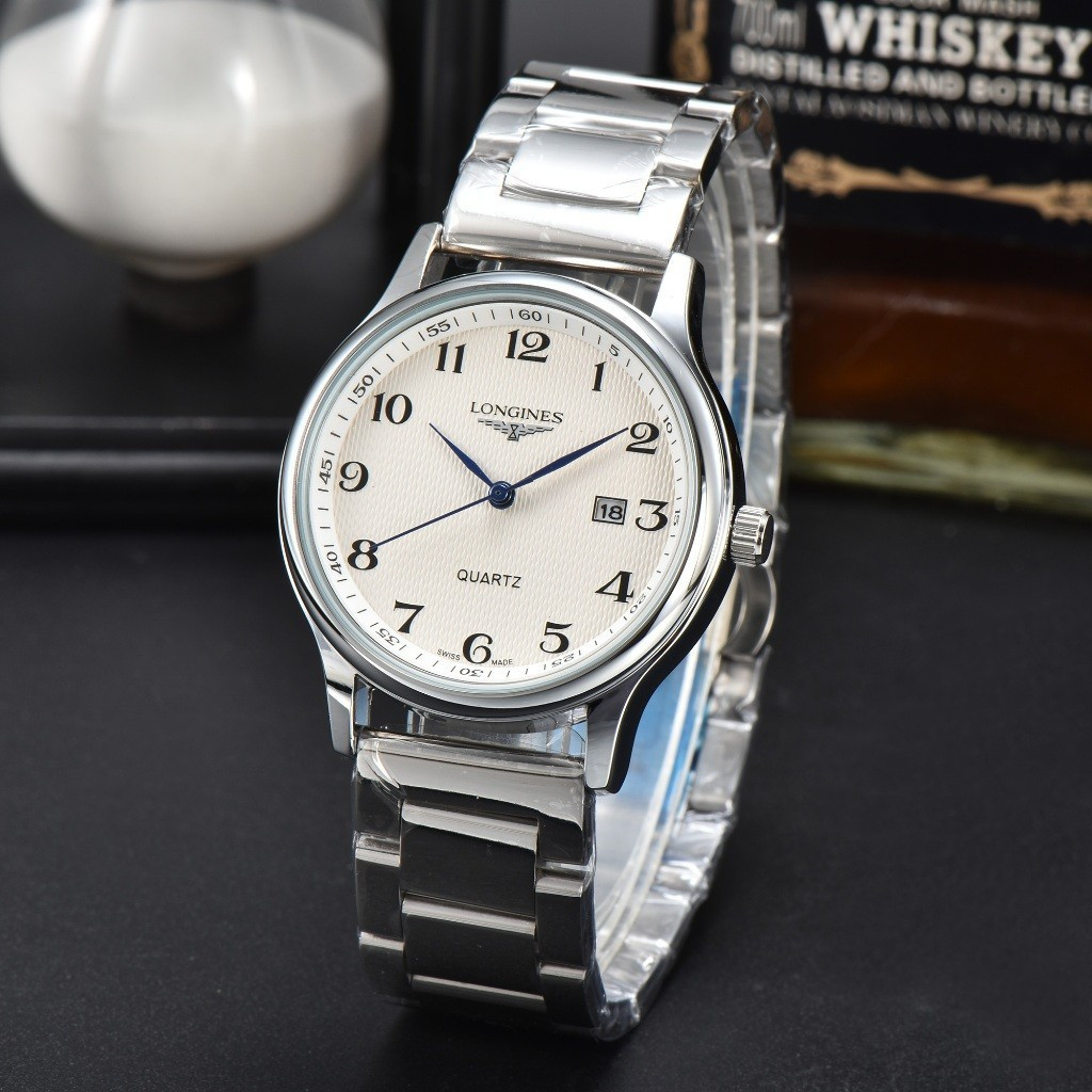 Longines LONGINES Hiển thị ngày Vỏ thép không gỉ Thời trang đơn giản Dây đeo bằng thép không gỉ Đồng