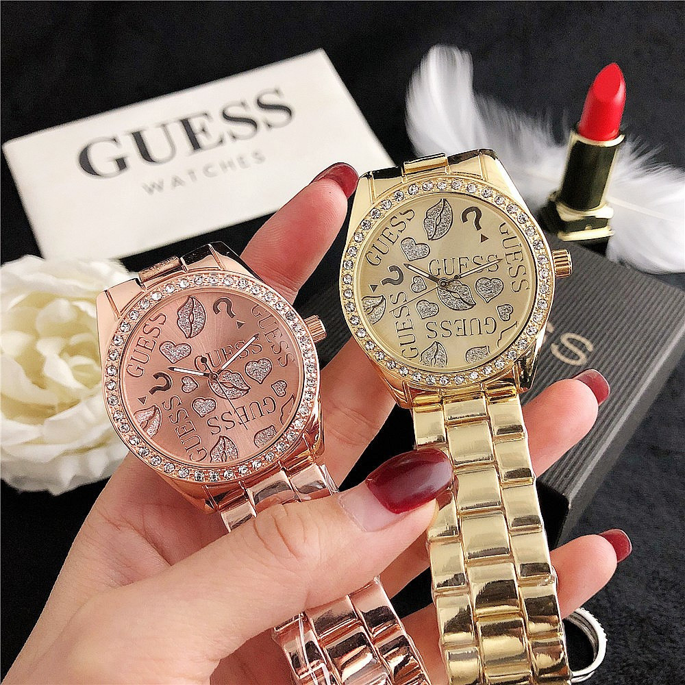 GUESS Graffiti Dây đeo bằng thép không gỉ Đồng hồ nữ Đồng hồ đeo tay thời trang thông thường Đồng hồ