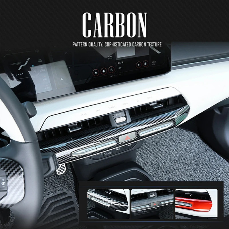 Dành Cho Xe Kia EV4 2025 2026 Sợi Carbon Bảng Điều Khiển Giữa Điều Hòa Thông Hơi Bao Viền Nội Thất Ô
