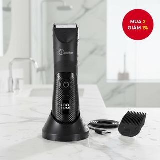  HATTEKER Tông đơ tỉa lông vùng kín cho nam, Máy cắt tóc cơ thể có đèn, Máy cạo bi, Máy cắt tỉa vùng bẹn, Chống nước IPX6 an toàn