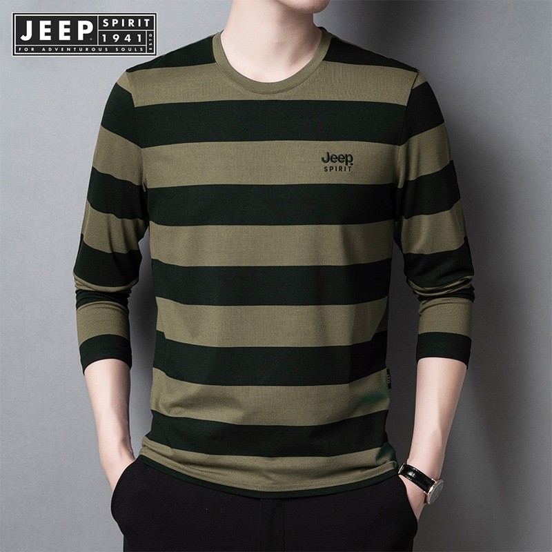 Áo thun dài tay cơ bản sọc nam cổ tròn JEEP SPIRIT 1941 ESTD