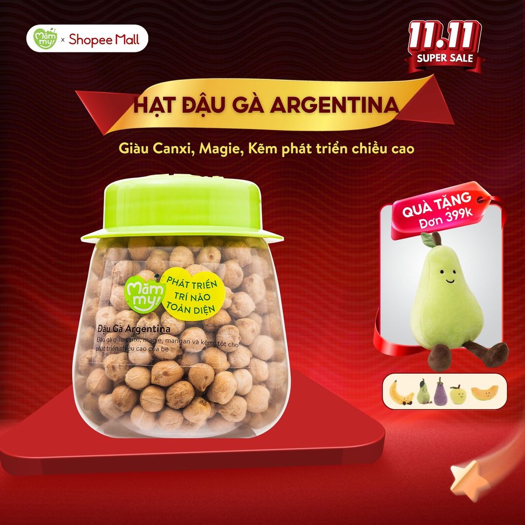 Hạt đậu gà hữu cơ Mămmy cho bé ăn dặm dẻo sánh mịn, giàu canxi, magie phát triển chiều cao, hũ 120g