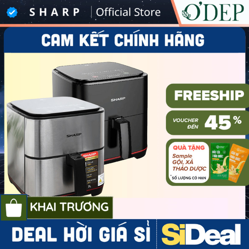 Nồi chiên không dầu Sharp KF-AF70EV-ST chống dính 7L - SIDEAL SIO