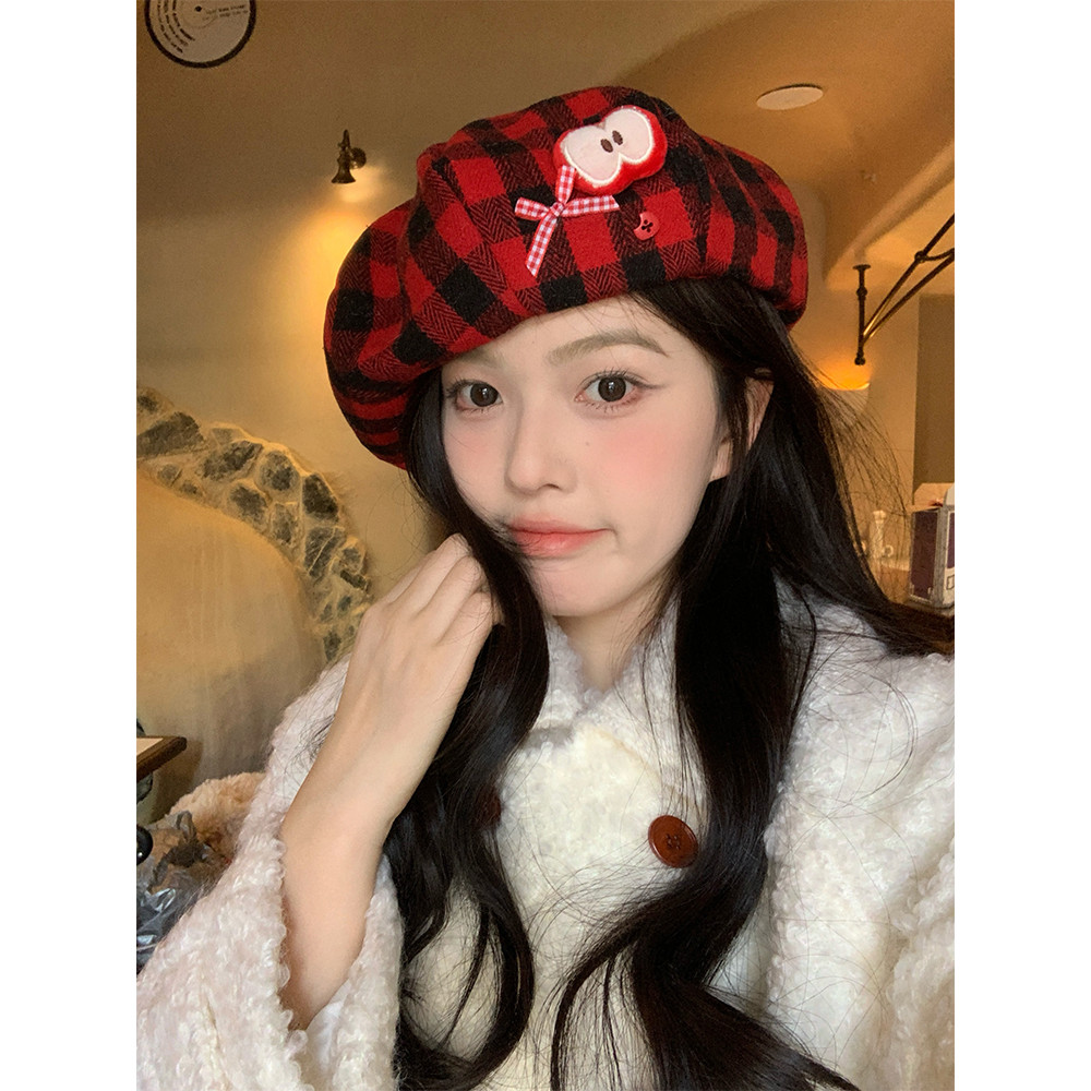 ☘️ mũ noel ☘️ phụ kiện giáng sinh quà giáng sinh cho bạn gái Mũ nồi nữ kẻ sọc đỏ hình bát giác, phon