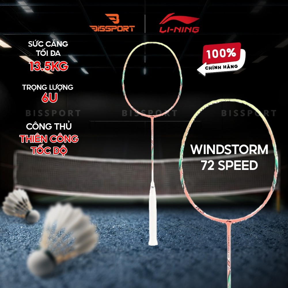 Vợt Cầu Lông Lining Windstorm 72 Speed Chính Hãng – Hồng Vàng - Siêu Nhẹ 72gr – Nặng Đầu –Vung Nhanh
