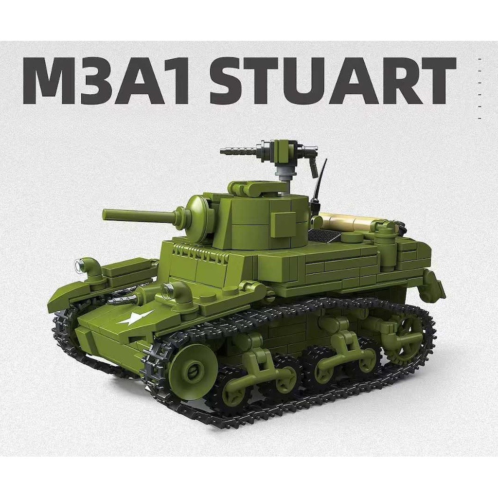579 Chiếc MOC M3A1 Stuart Stirling Xe Tăng Ánh Sáng Mô Hình Đồ Chơi Khối Xây Dựng Gạch Quà Tặng Trẻ 