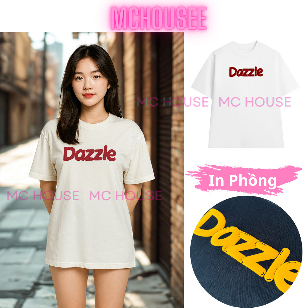 [Mẫu Mới] Áo Thun Boxy Hình In Phồng Chữ Dazzle Local Brand Áo Phông Unisex Dành Cho Nam Nữ Cotton 2