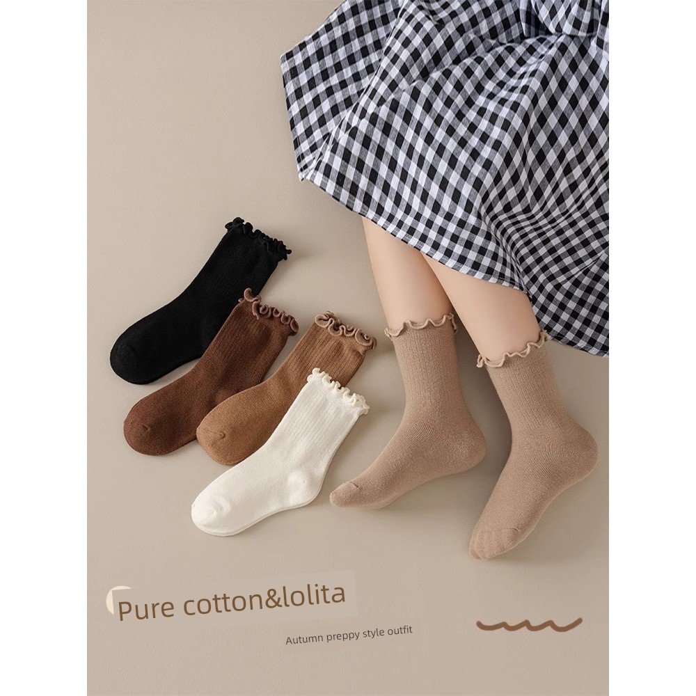 tất đùi cho bé gái tất chân cho bé trai Tất trẻ em mùa xuân và mùa thu 100% cotton trẻ em phong cách