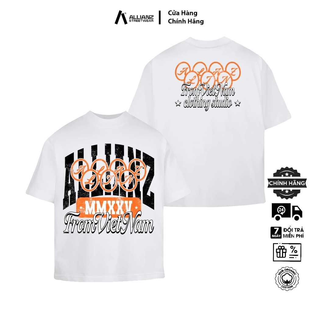 (COD) Áo Thun 250GSM Allianz MMXXV Form Boxy Chất liệu Cotton 100%