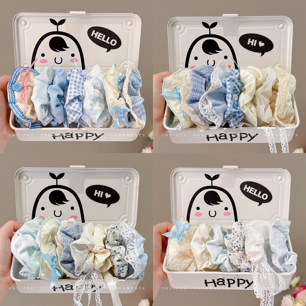 Scrunchies Nhiều Màu Sắc - Bộ 7 Chiếc, Phong Cách Hàn Quốc, Phụ Kiên Tóc Cao Cấp
