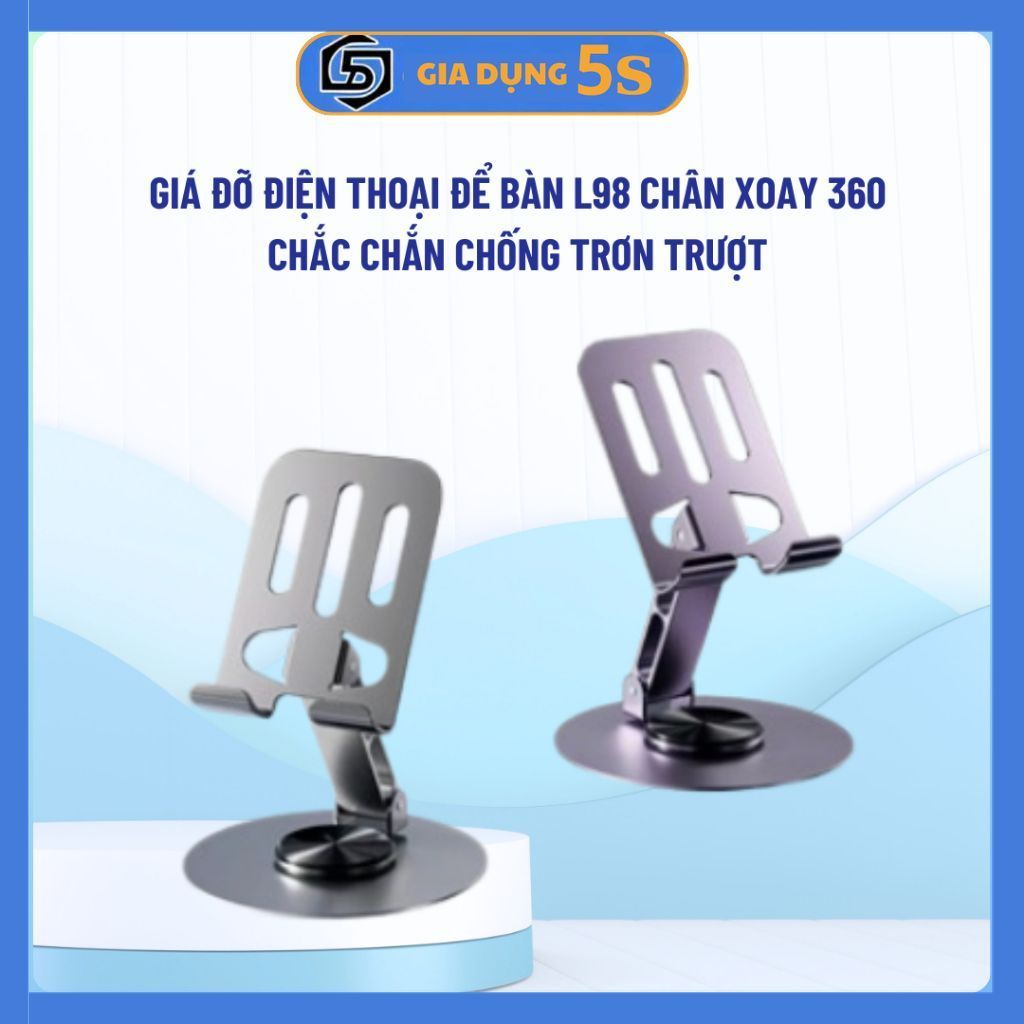 Giá đỡ điện thoại để bàn L98 chân xoay 360 độ tiện lợi bằng hợp kim nhôm gấp gọn