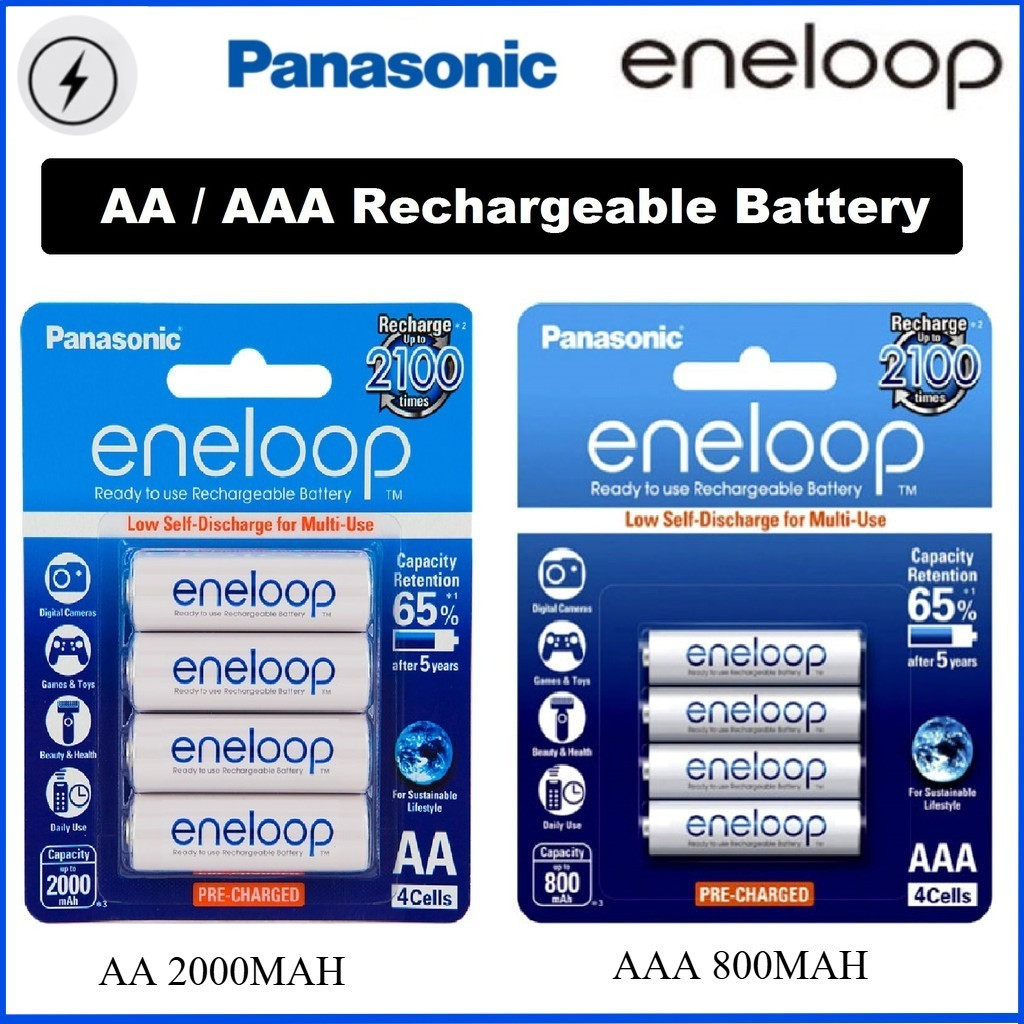 Pin sạc Panasonic Eneloop AA / AAA 4 cell (Trắng)
