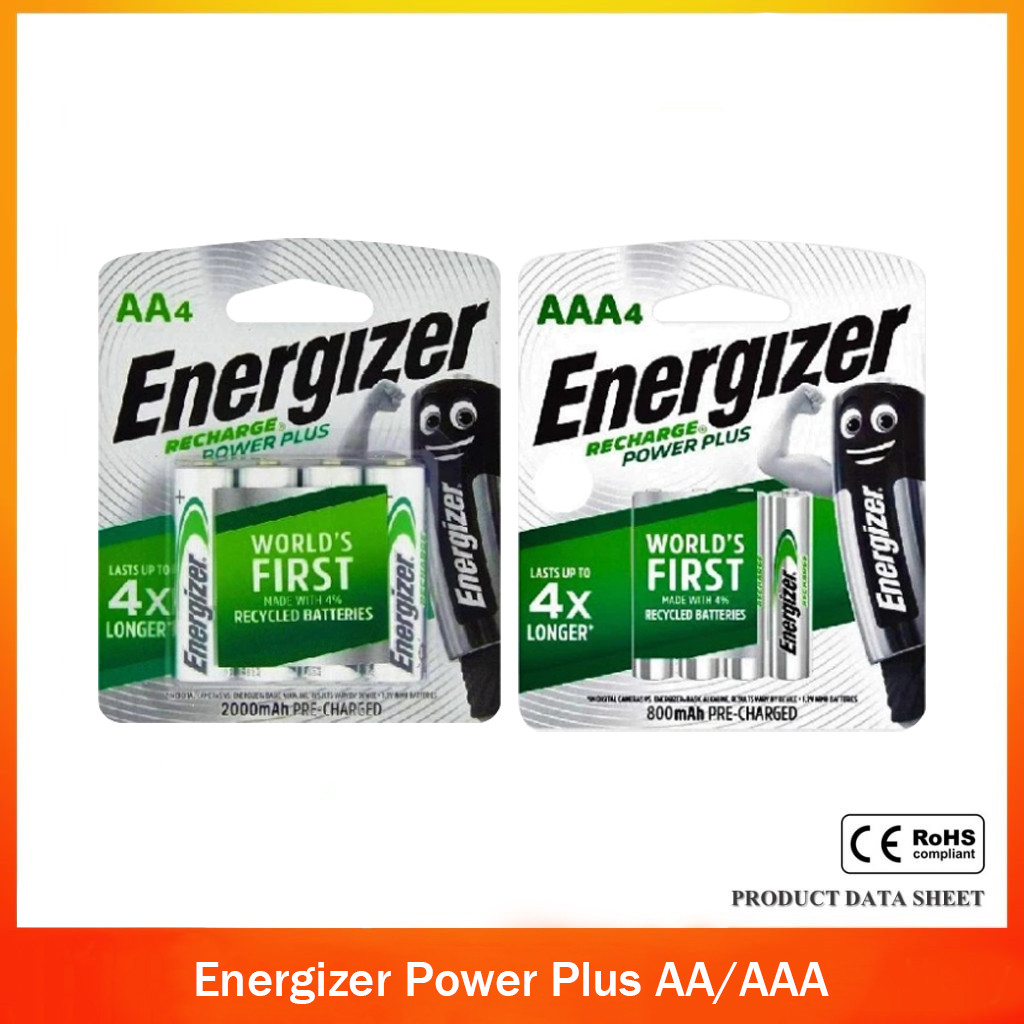 Energizer Power Plus AA/AAA 2000/800 mAh 1.2V NiMH pin sạc lại