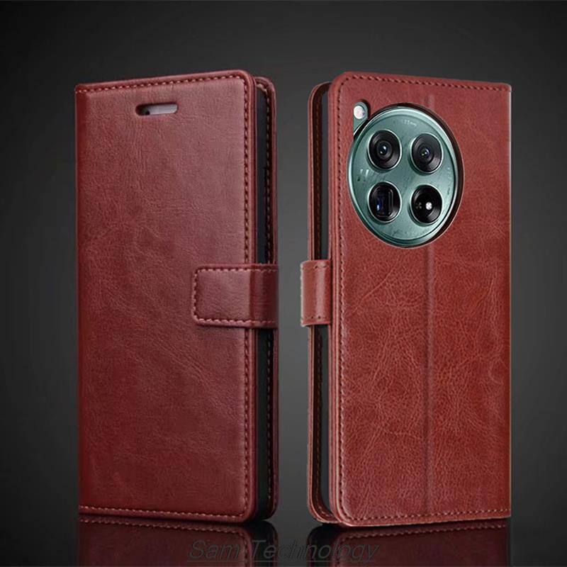 Hộp Đựng Thẻ Cho Oneplus 12 / 1 + 12 Pu Da Lật Bao Retro Ví Điện Thoại Oneplus12 Kinh Doanh Fundas C