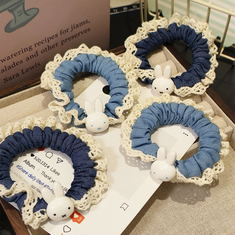 Dây buộc tóc ren viền denim cổ điển cho bé gái hoạt hình Phụ kiện tóc Dây buộc tóc dễ thương | BigBuy360 - bigbuy360.vn