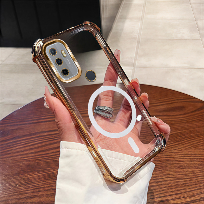 2020 OPPO A33 A53 Đế Gương Chống Sốc Mạ Chống Rơi Vỏ Điện Thoại Mềm Có Bảo Vệ Ống Kính Máy Ảnh Ốp Lư