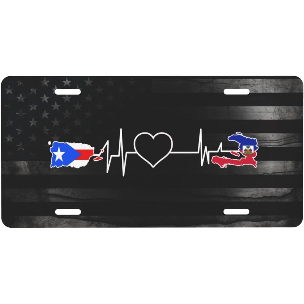 Puerto Rico Haiti Cờ Puerto Rico Nhịp Tim Haiti Cá Tính Phía Trước Nhôm Biển Số Thích Hợp Chơi Ngoài