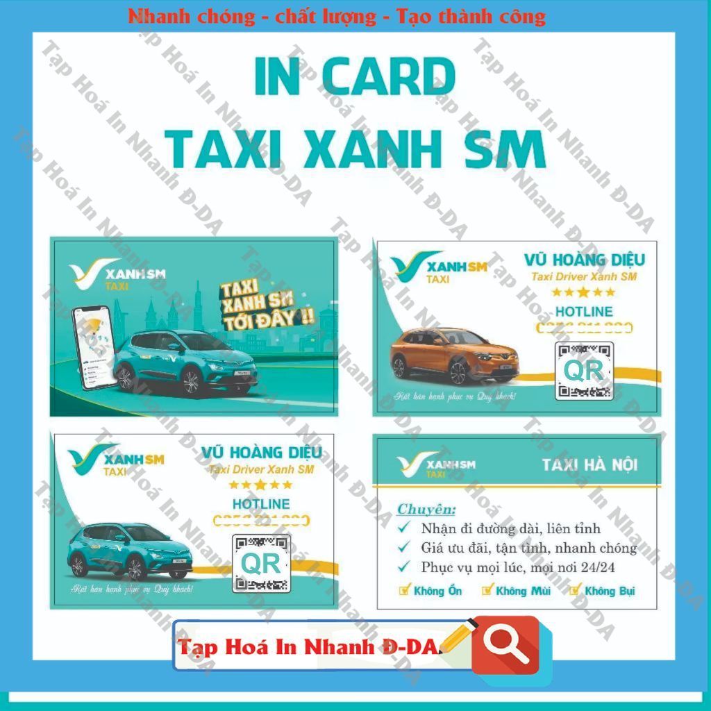 In Danh thiếp, Name card, Card Taxi Xanh SM, Business Card