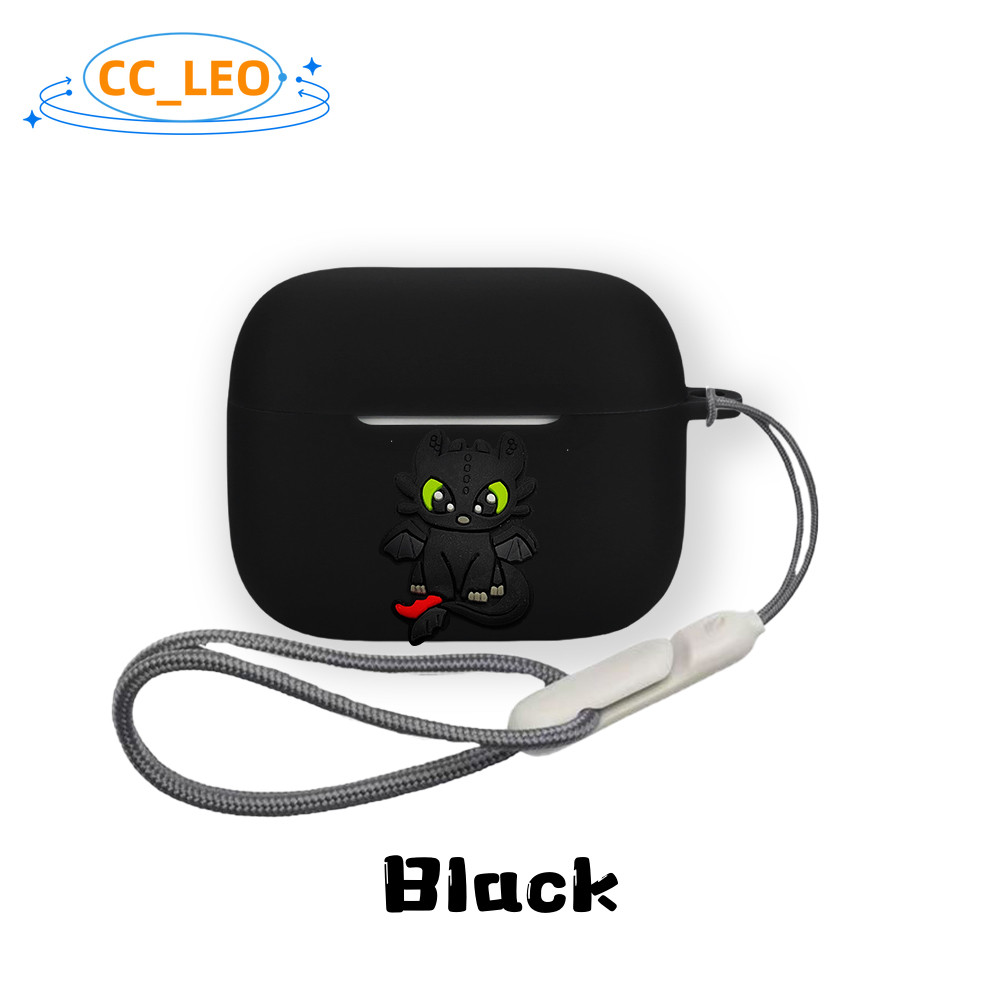 for iQOO TWS 5 Case Cartoon Pikachu Night Fury Silicone Soft Case Cute Lanyard Pendant Suitable for 