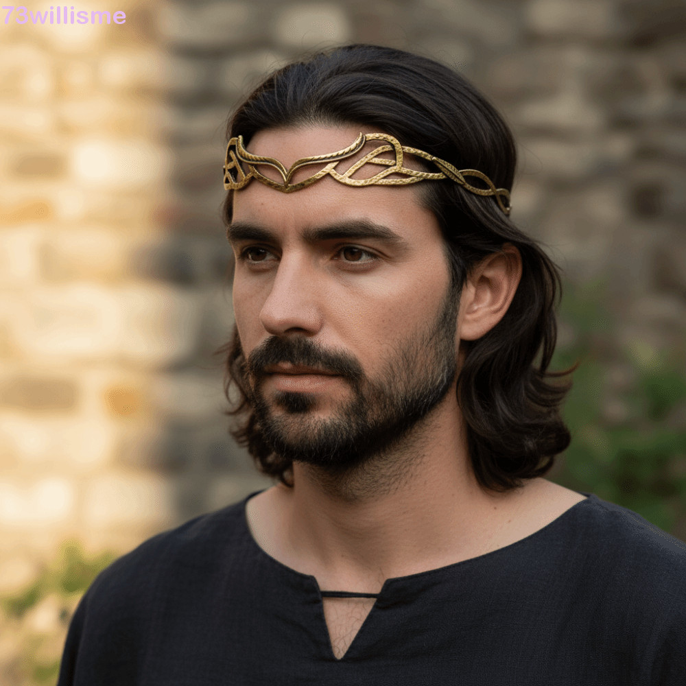 WILLISME Vương miện Elf Lord, băng đô điều chỉnh được, tiara phong cách Elrond - Trang sức tóc fanta