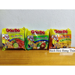 Combo 6 - 10 Gói Mì Gấu Đỏ Gà Sợi Phở / Tôm Chua Cay / Chay Rau Nấm x 63g