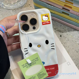 Ốp lưng nếp nhăn Hello Kitty dễ thương Tương thích cho IPhone 14 12 13 17 16 11 15 Pro Max 7plus 7 8 16 14 15 Plus XS Max X XR Air 16E SE 2020 Ốp nếp nhăn Hello Kitty dễ thương