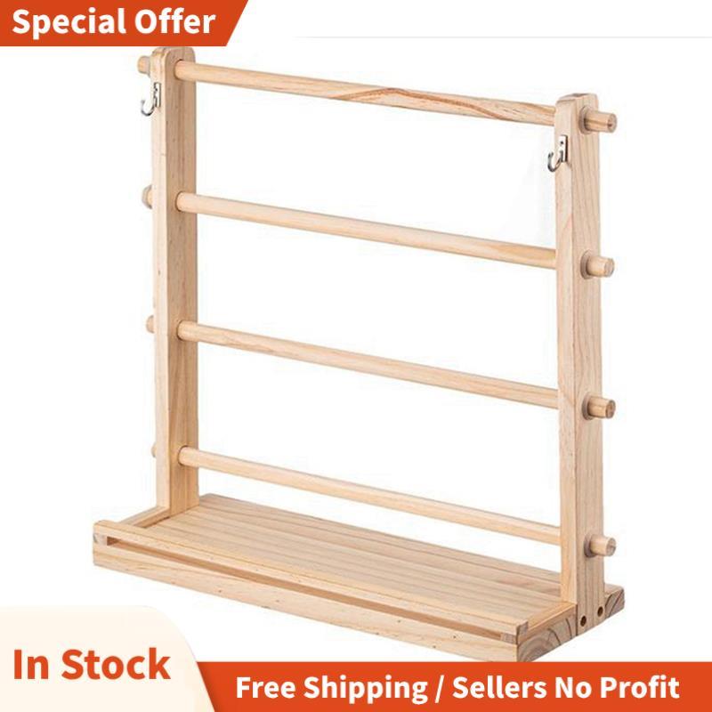 4 Tầng Bằng Gỗ Ruy Băng Giá Ruy Băng Cuộn Giá Đỡ Lưu Trữ Trưng Bày Kệ Thủ Công Ruy Băng Đứng Cho Phò
