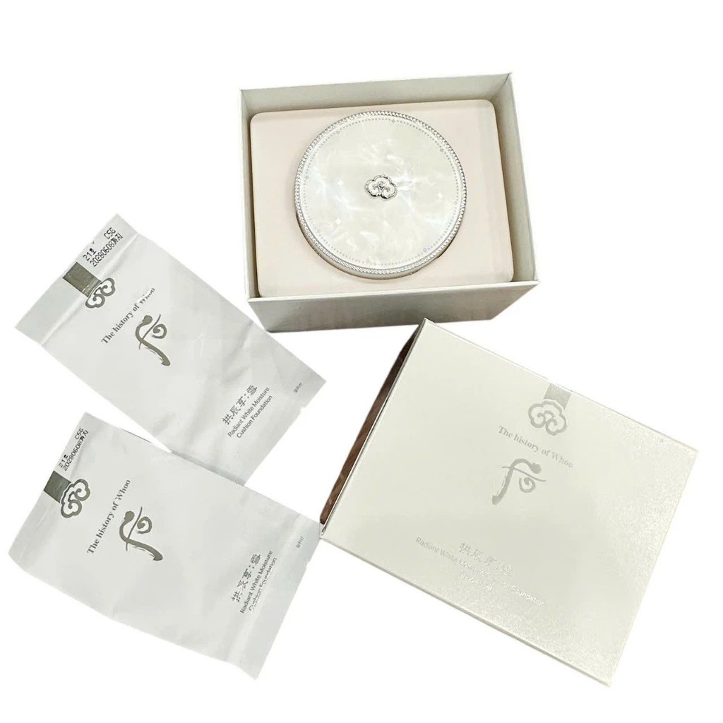 Sét Phấn nước Whoo dưỡng da Radiant White tone up sun cushion