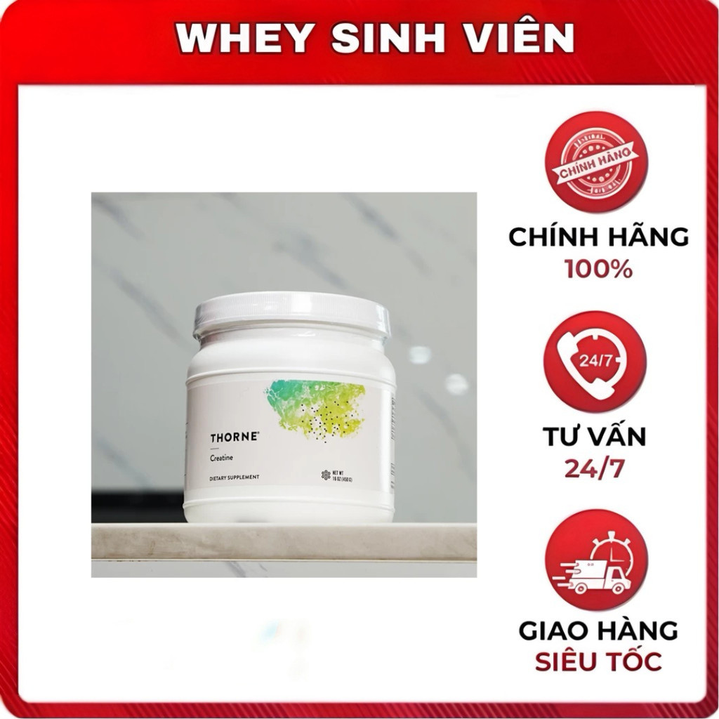 Bột tăng sức mạnh Thorne Creatine cao cấp (450 gram) siêu tinh khiết, giúp tăng hiệu suất tập -  Sup