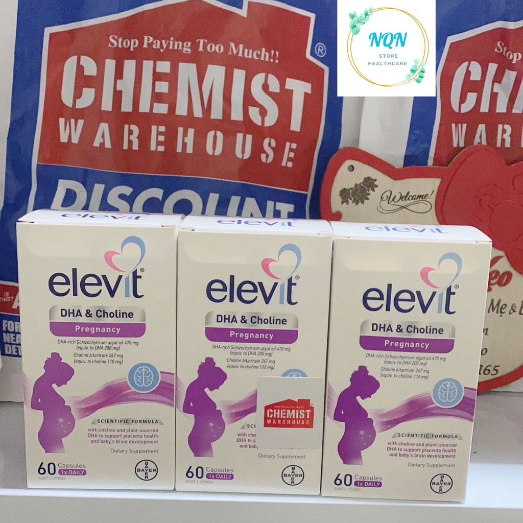 [Tem chemist+Date 2027] Elevit DHA + Choline Pregnancy 60 Capsules - Viên uống bổ sung DHA cho mẹ bầ