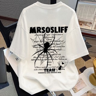  Mỹ Triều thương hiệu nhện in ngắn tay áo t-shirt cho nam giới và phụ nữ mùa hè cao đường bông cặp vợ chồng nửa tay áo 
