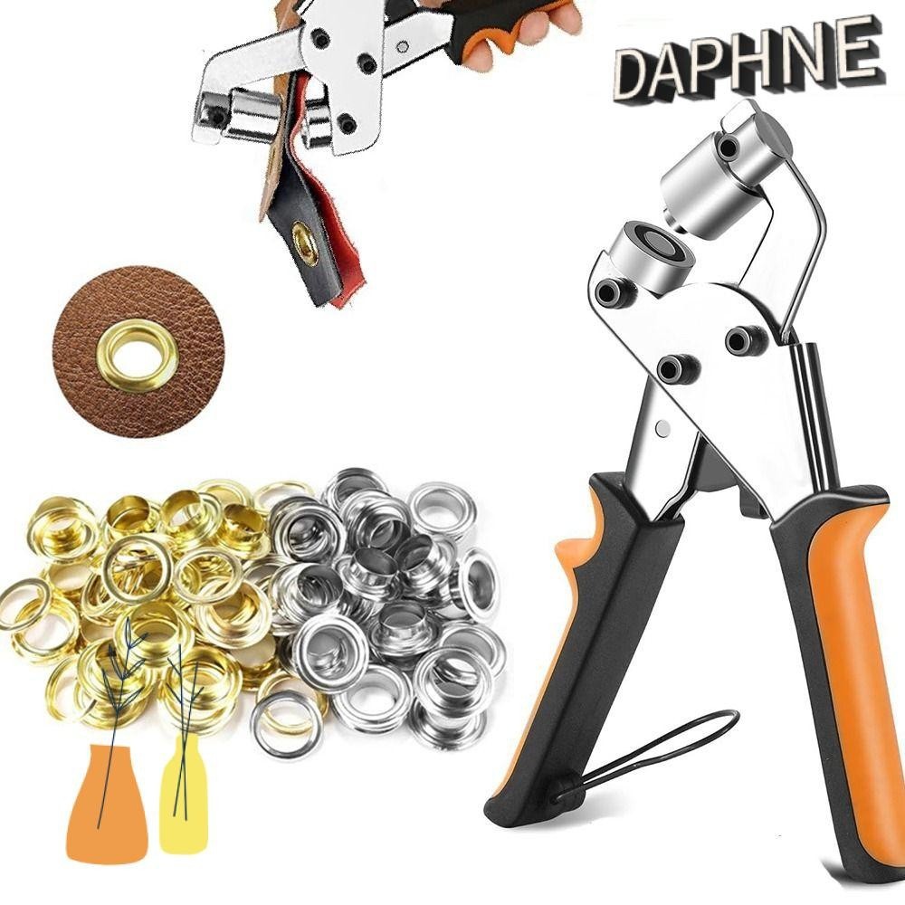 DAPHS Manual Hole Punch Plier Metal Material Metal Tie Set Leathercraft 3 / 8'' 10mm Size with 100 G