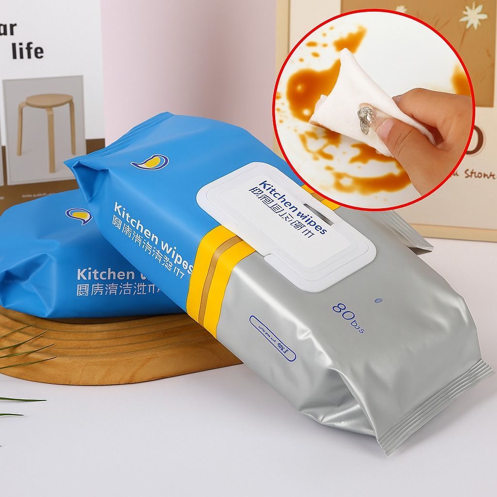 Bịch 80 tờ khăn lau bếp hương chanh – sạch dầu mỡ, dùng đa năng nhà bếp