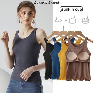   Queen secret  ACK01 Áo ba lỗ nữ cao cấp có đệm ngực chất vải Viscose tự nhiên mềm mại thoáng mát  Màu Trắng Đen Xám 