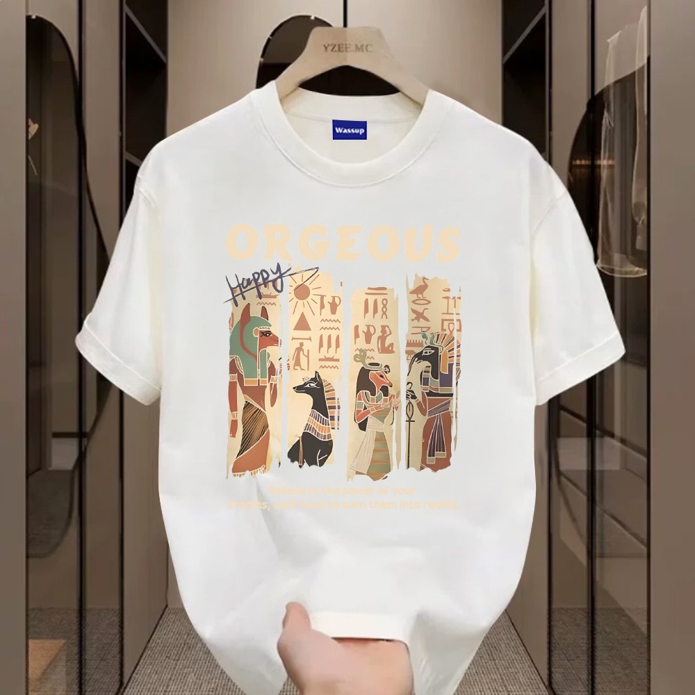 ✨Hàng có sẵn✨WASSUP Pharaoh Mural -Áo thun nam mới 100% cotton, thời trang, Unisex