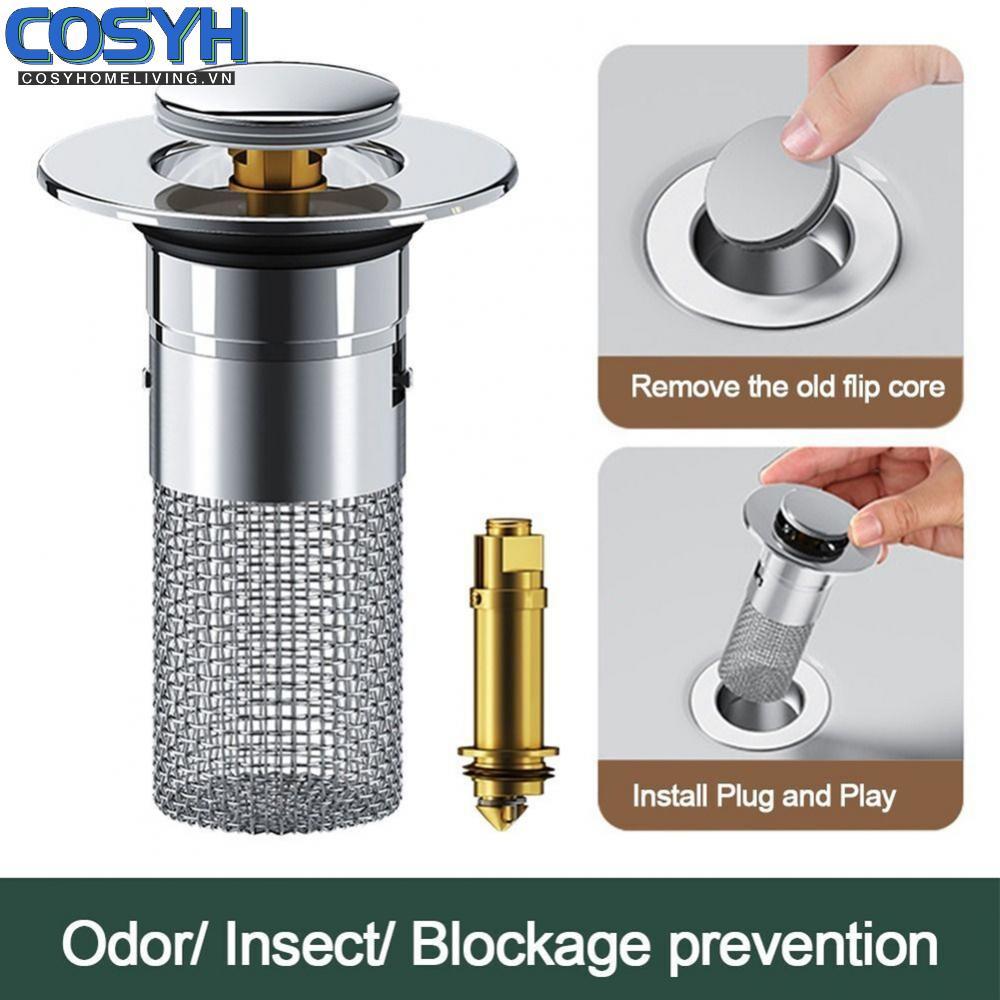 <cosyh>Premium Brass Bathroom Sink Drain Strainer Stopper Enjoy a Clear and Clean Drain