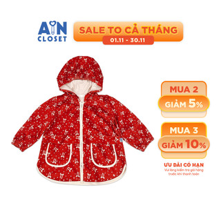 Áo Khoác có nón bé gái hoạ tiết Nơ Đỏ Cotton Nhung - AICDBGXYID58 - AIN Closet