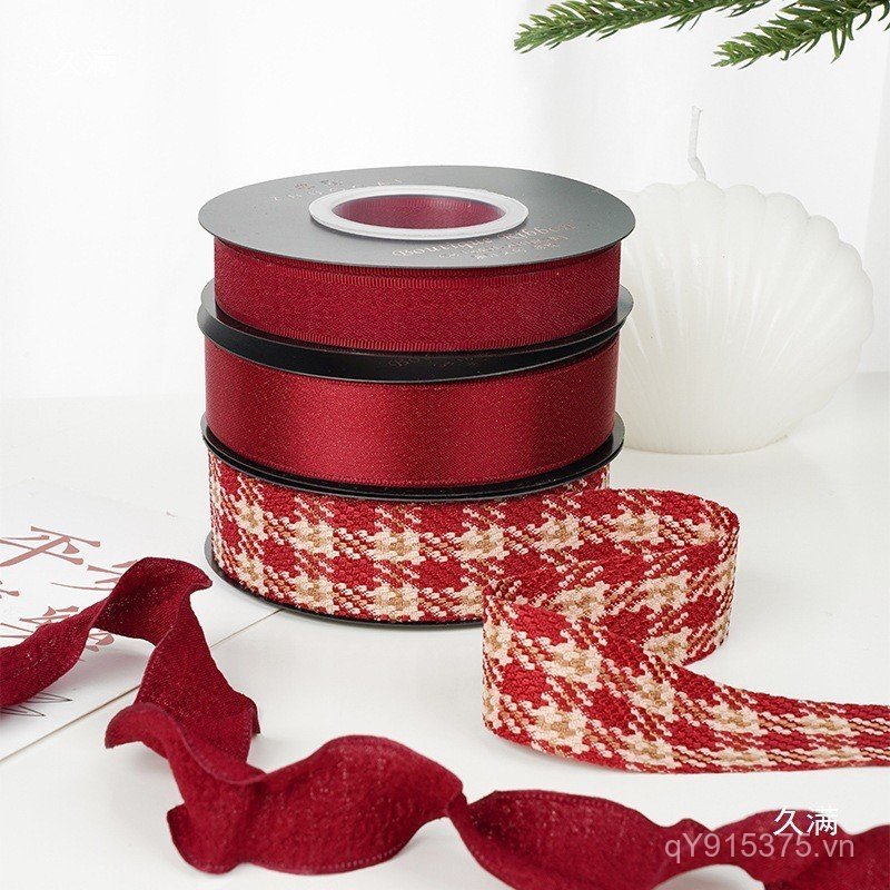 Ruy Băng Nhung Ruy Băng Tự Làm Rượu Vang Đỏ Quà Tặng Chất Liệu Ruy Băng Khác Bó Hoa Đỏ Bordeaux Phụ 