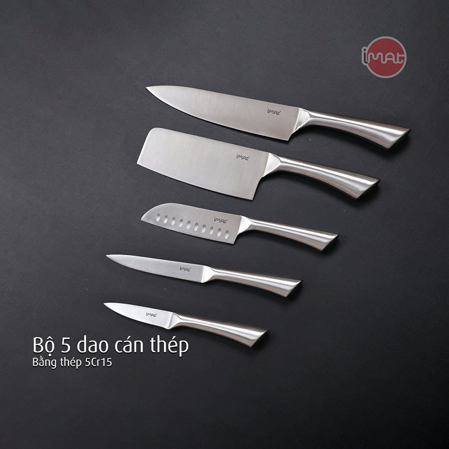 Bộ dao cán gỗ, cán thép nhà bếp iMat