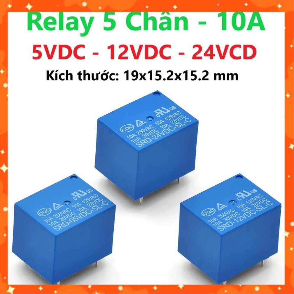 Relay rờ le rơle 5v,12v,24v 5 chân - 5v -10a 12v-10a (Gửi đơn từ 20K)