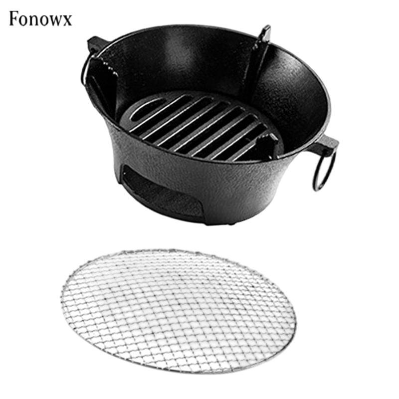 Fonowx Than Hibachi Grill Mini BBQ Than Nướng Sân Gang Bếp Cắm Trại