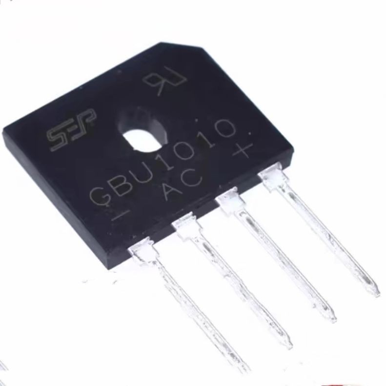 Cầu chỉnh lưu GBU1010 hoàn toàn mới Bốn chân Cầu phẳng xếp chồng 10A 1.000V