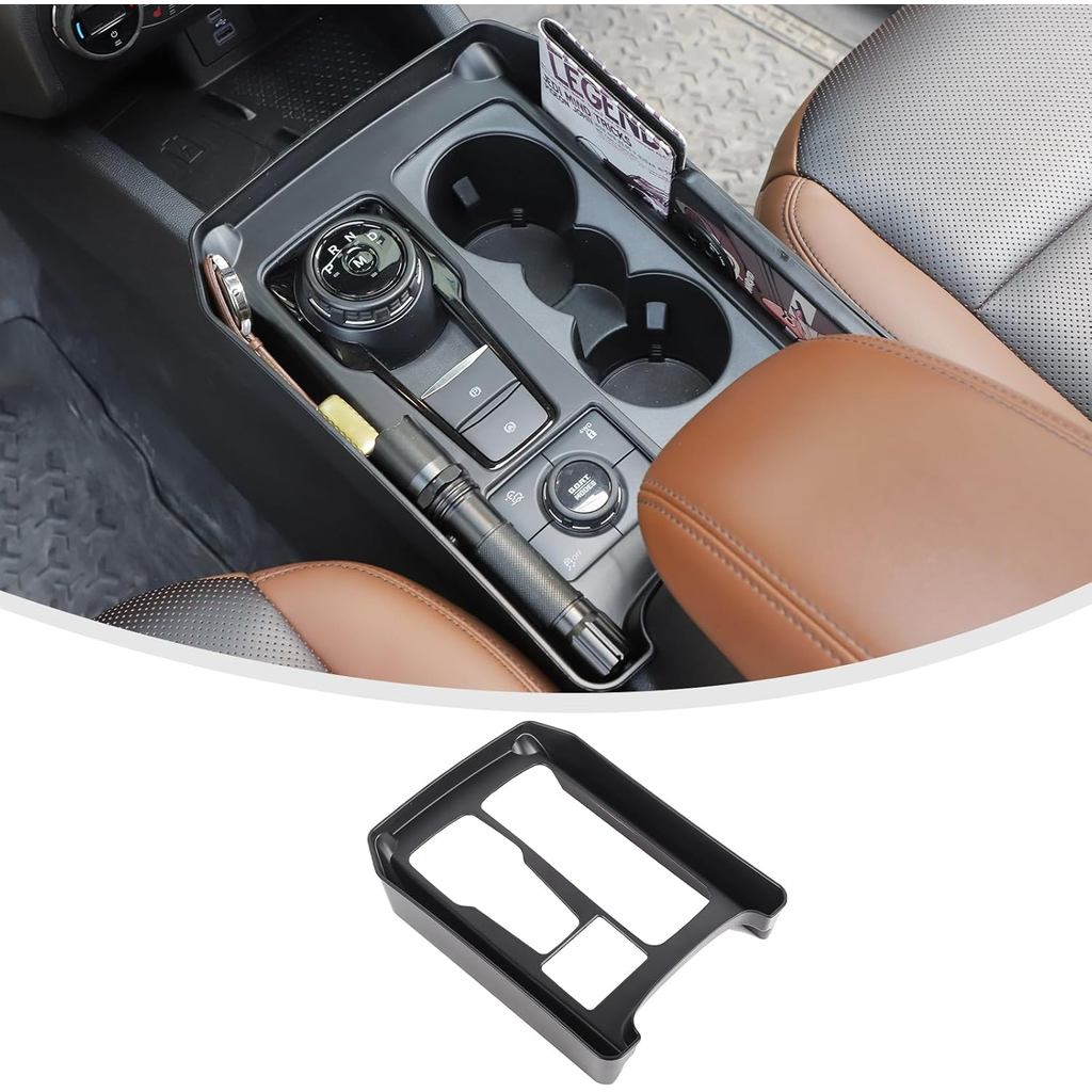 Khay lưu trữ khu vực chuyển số màu đen mờ Linskip cho Ford Bronco Sport 2025-2021, Khay đựng bánh ră